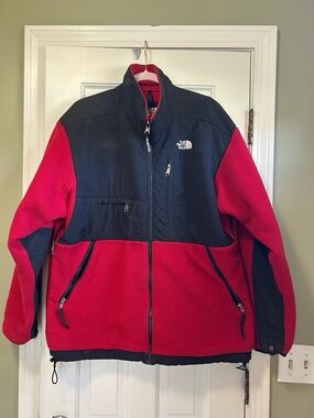 Vintage The North Face Red and Black Men's Performance Fleece Jacket